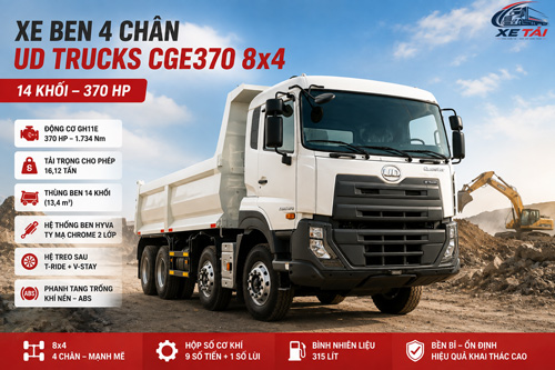 Xe ben 4 chân 14 khối UD Trucks CGE370 8x4 – 370 HP